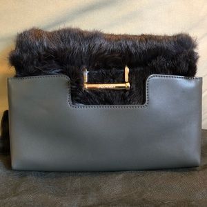 AUTHENTIC RARE Jason Wu rabbit fur/leather clutch